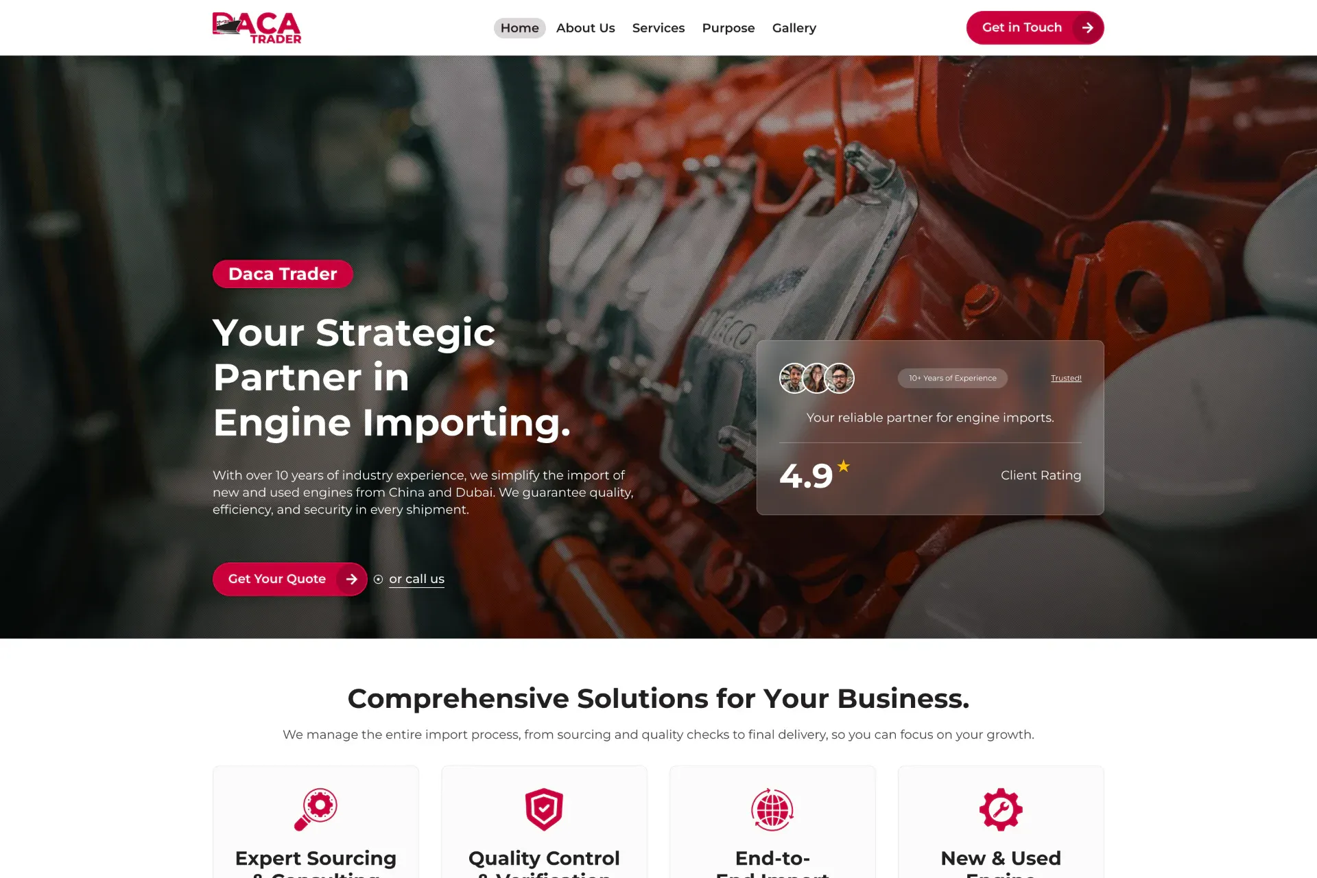Página principal de Daca Trader en escritorio